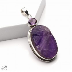 Rough amethyst and faceted amethyst pendant in 925 silver, model 3