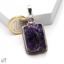 Rough amethyst and faceted amethyst pendant in 925 silver, model 5