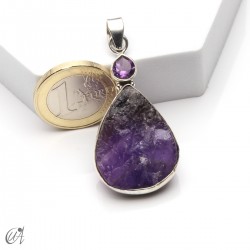 Rough amethyst and faceted amethyst pendant in 925 silver, model 6