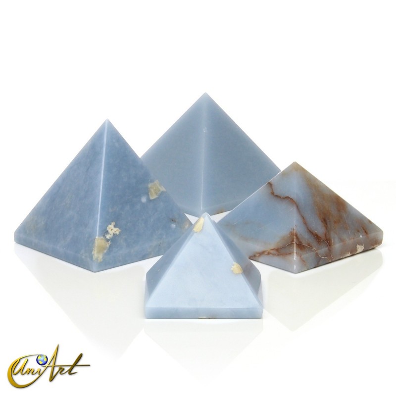 Natural blue angelite pyramid