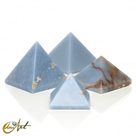 Natural blue angelite pyramid