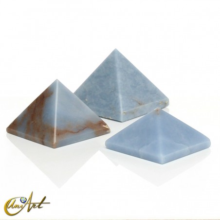 Natural blue angelite pyramid