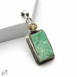 Colgante de crisoprasa en bruto y citrino en plata 925, modelo 2