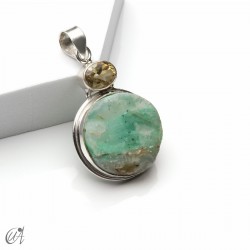 Colgante de crisoprasa en bruto y citrino en plata 925, modelo 5
