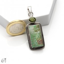 Colgante de crisoprasa en bruto y peridoto en plata 925, modelo 2