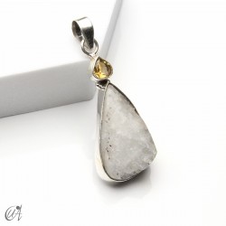 Piedra luna en bruto con citrino facetado, colgante en plata - modelo 5