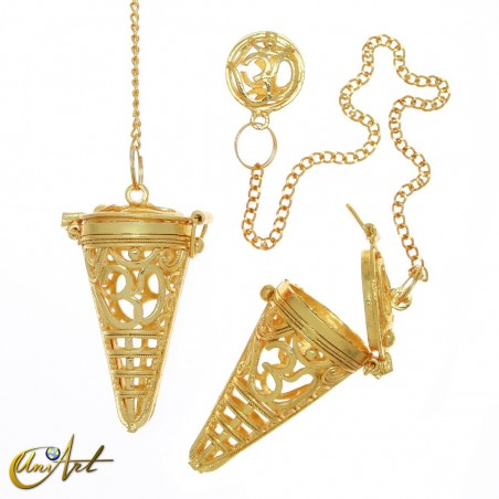 Cage-style pendulum with Om symbol – brass colour