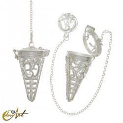 Cage-style pendulum with Om symbol – silver colour