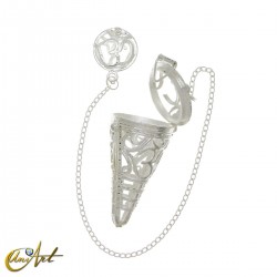 Cage-style pendulum with Om symbol – silver colour