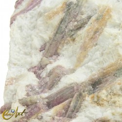 Bicolour pink tourmaline in matrix with mica