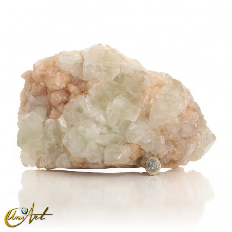 Green Apophyllite rough and Stilbite