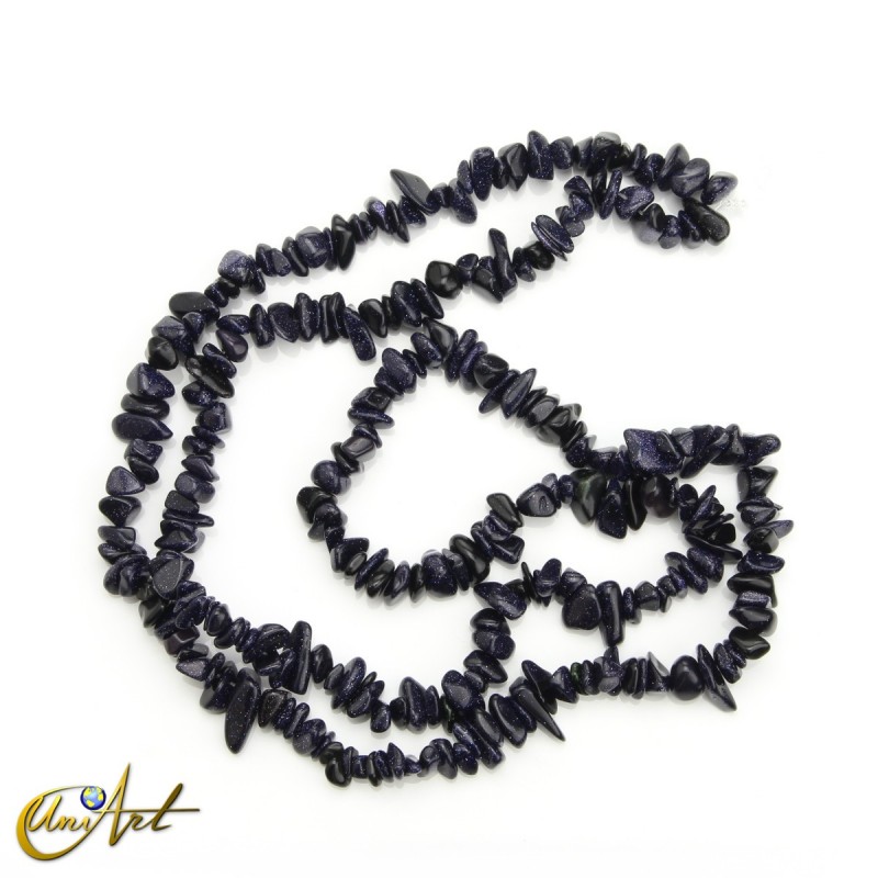 Blue goldstone chip beads