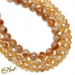 Hebras de citrino, cuentas redondas