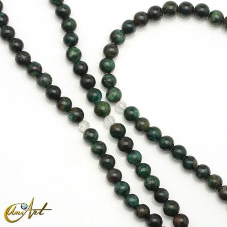 Natural emerald mala beads, 6 mm