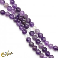 Mala beads of natural amethyst, 8 mm