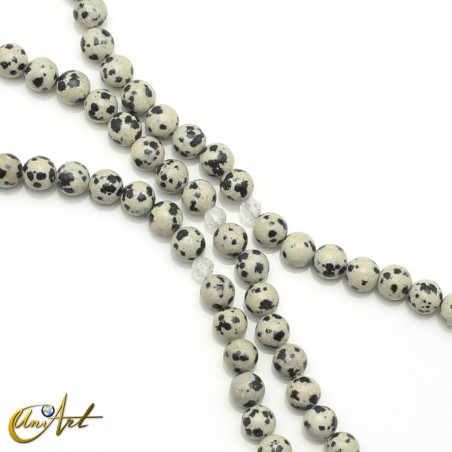 Buddhist mala beads of natural dalmatian jasper, 6 mm