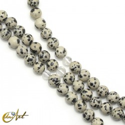 Buddhist mala beads of natural dalmatian jasper, 8 mm