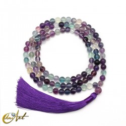 Buddhist japa mala beads of natural purple fluorite, 8 mm