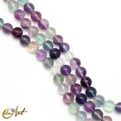 Buddhist japa mala beads of natural purple fluorite, 8 mm