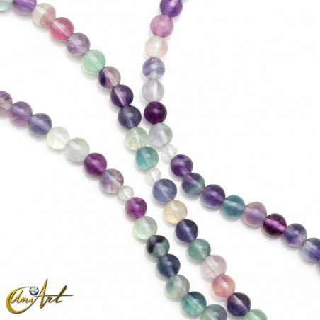 Buddhist japa mala beads of natural purple fluorite, 6 mm