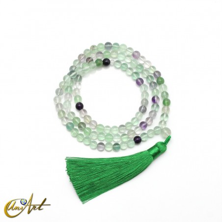 Buddhist japa mala 6 mm beads of green fluorite