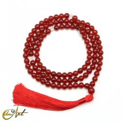 Buddhist japa mala beads of carnelian, 8 mm