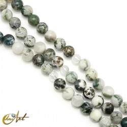 Tree agate buddhist mala beads, 8 mm