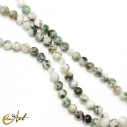 Tree agate buddhist mala beads, 6 mm