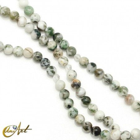 Tree agate buddhist mala beads, 6 mm