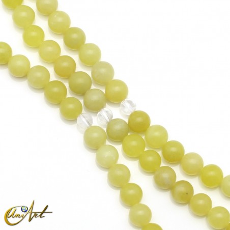 Buddhist mala in lemon jade, 8 mm