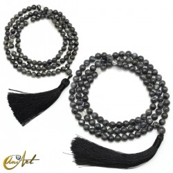 Japa mala of larvikite bead
