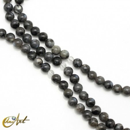 Japa mala de cuentas de larvikita, 6 mm