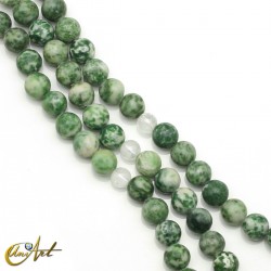 Green spot jasper mala beads, 8 mm
