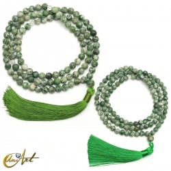 Green spot jasper mala beads