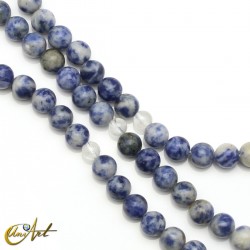 Blue spot jasper beads mala beads, 8 mm