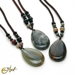 Necklace with indian agate teardrop