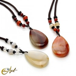 Necklace with red agate teardrop