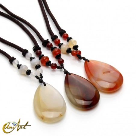 Necklace with red agate teardrop