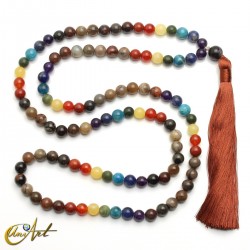 Japa mala de xilópalo con piedras de los chakras, 8 mm