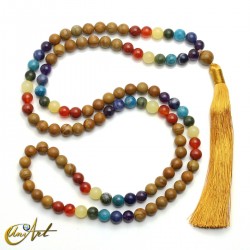 Japa mala de los chakras con jaspe madera, 8 mm