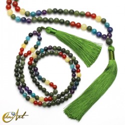 Jade y piedras de los chakras, japa mala
