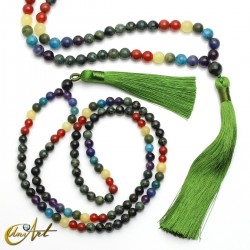 Japa mala made of kambaba jasper and chakra stones