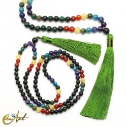 Chakra mala beads with emerald