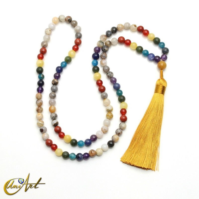 Chakra japa mala with bamboo agate, 6 mm
