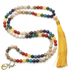 Chakra japa mala with bamboo agate, 8 mm