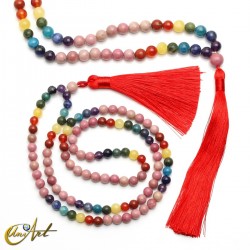 Japa mala de los chakras con rodonita