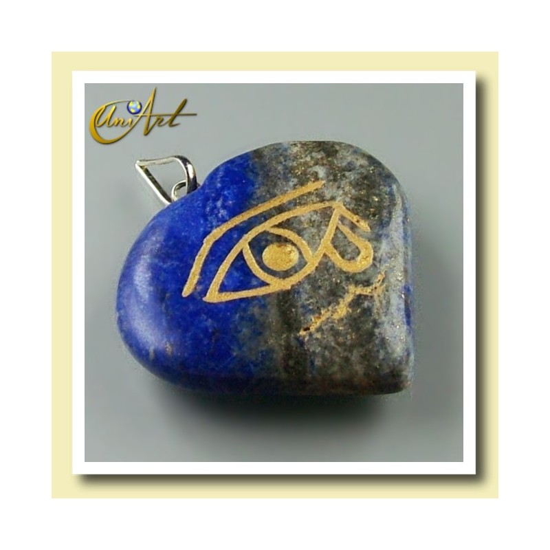 Heart pendant with the Udyat  (Eye of Horus) engraved - lapiz
