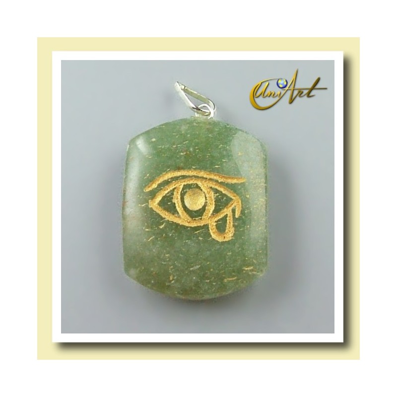 Udjat (Eye of Horus) - Pendant engraved in green aventurine