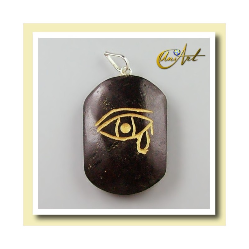 Udjat (Eye of Horus) - Pendant engraved in black turmaline