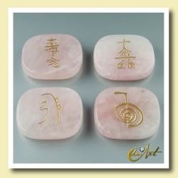 Set of rose quartz with Reiki symbols - rectangular stones